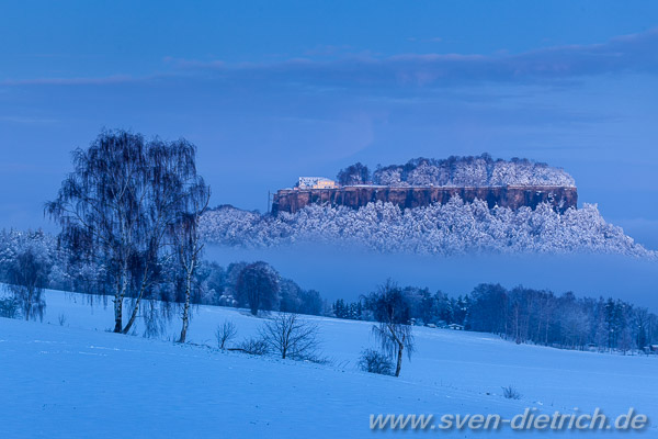 Festung Knigstein zur blauen Stunde