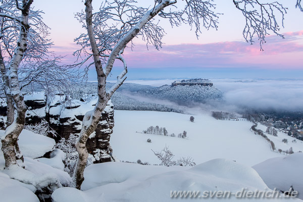 Festung Knigstein zur Morgendmmerung