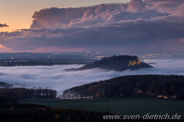 Festung Knigstein in der Abenddmmerung